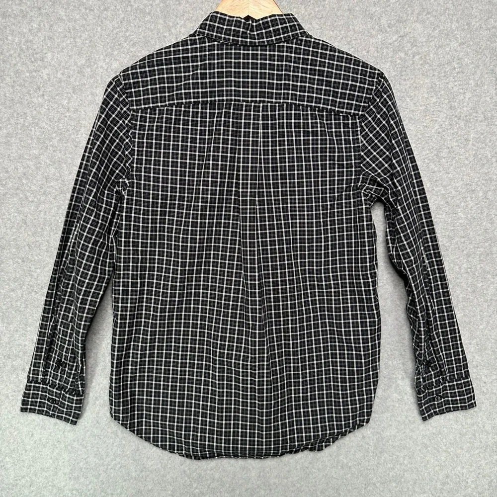 Ralph Lauren Boys Large 14-16 Black White Plaid Button Down Long Sleeve Shirt